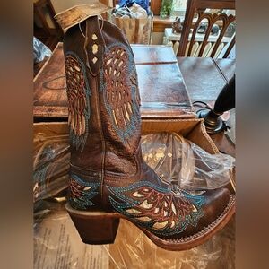 Yadira Semental Cowboy Boots Women's 8 / Talla 25 Red Blue Silver